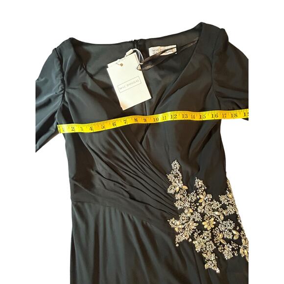 NWT - IEENA for Mac Duggal Black Embellished Faux Wrap Jersey Gown - Size 10 - Picture 8 of 16